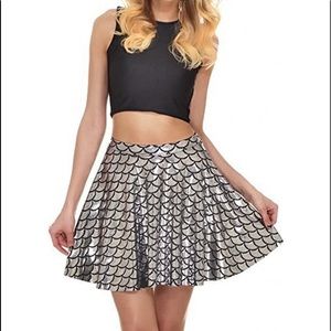 Shiny Mermaid Fish Scale Mini Skater Skirt